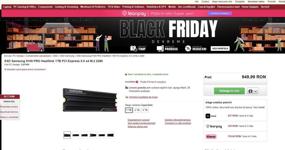 SSD Samsung 9100 PRO HeatSink de 1 TB PCI Express 5.0 -nou