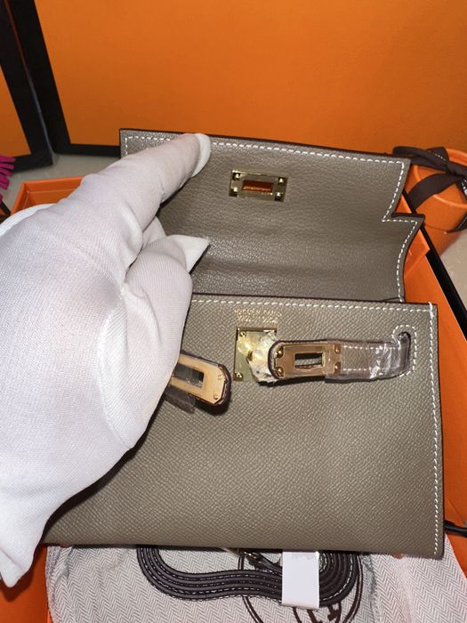 Geanta Hermes Kelly 19cm Gri
