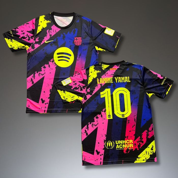 Флуоресцентна футболна тениска на Барселона # Ламин Ямал#10!