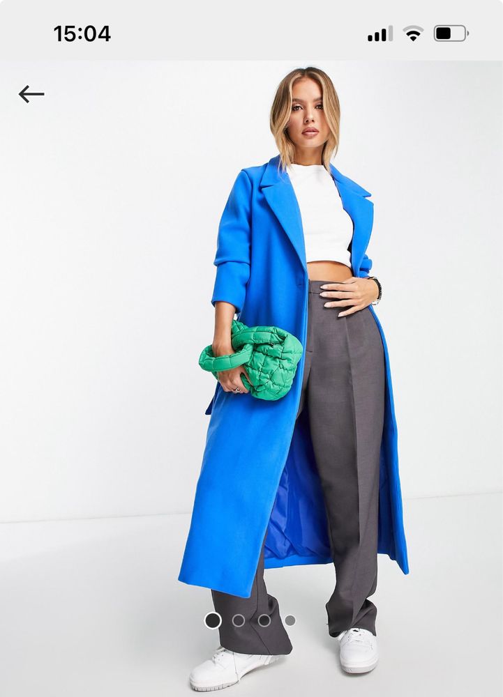 Palton albastru cyan, asos, S, elegant, nu Zara, Mango