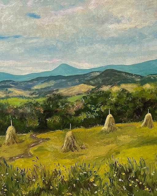 *PEISAJ CU CĂPIȚE* Tablou VECHI, ulei/c, semnat. 80x60cm