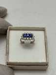 INEL AUR alb 18K + 12 Diamante = 0.76ct + 3 Safire = 1.20ct - Vintage!