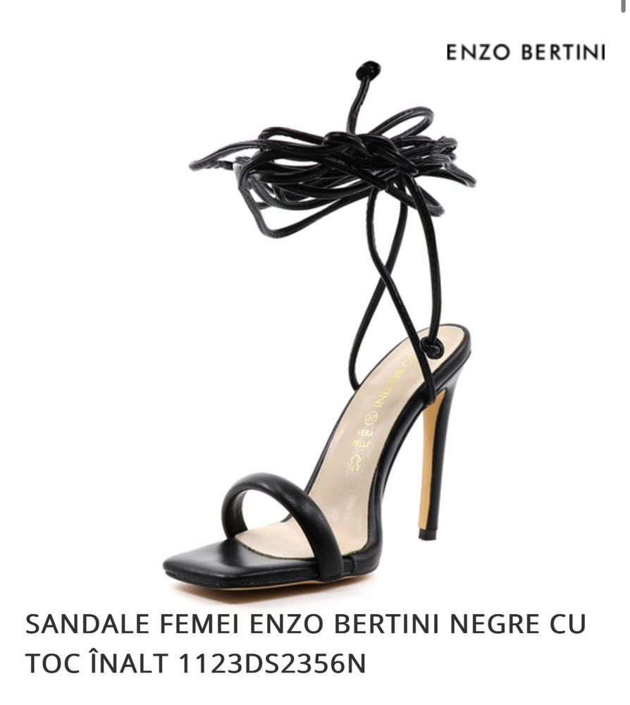 Sandale NOI ,Piele naturală cu toc, bareta/siret /pantofi Enzo Bertini