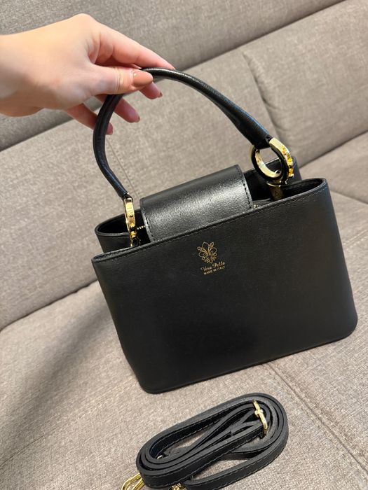 Черна чанта естествена кожа