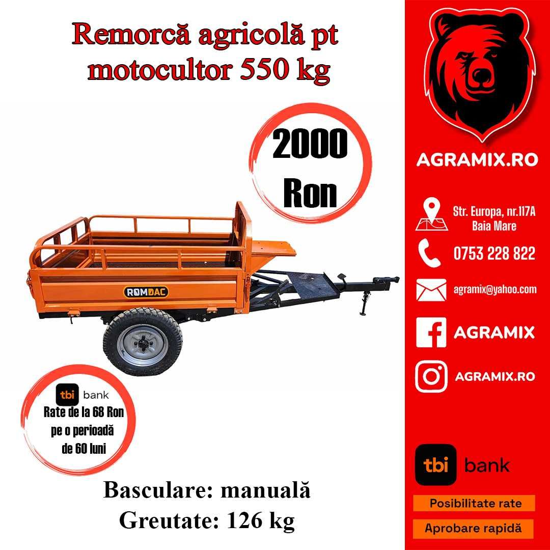 Remorci basculabile motocultor RomDac de 550 kg Agramix noi