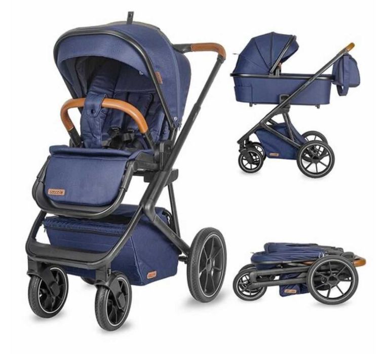 Carucior Modular 3 in 1 pentru copii Nessia, Navy Blue, Coccolle