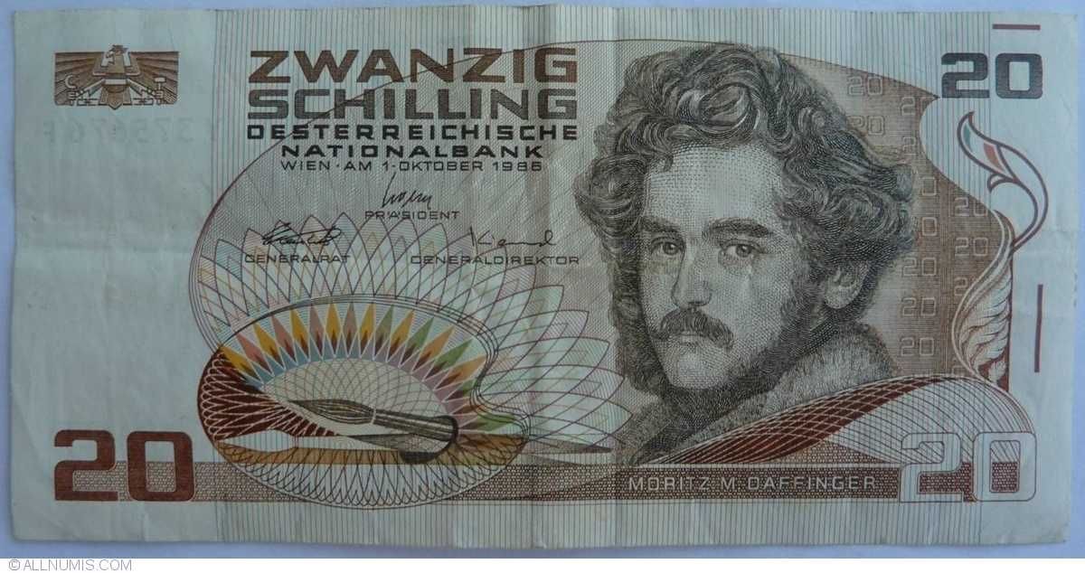 Bancnota 20 Schilling 1986 - Serie A  426421 M