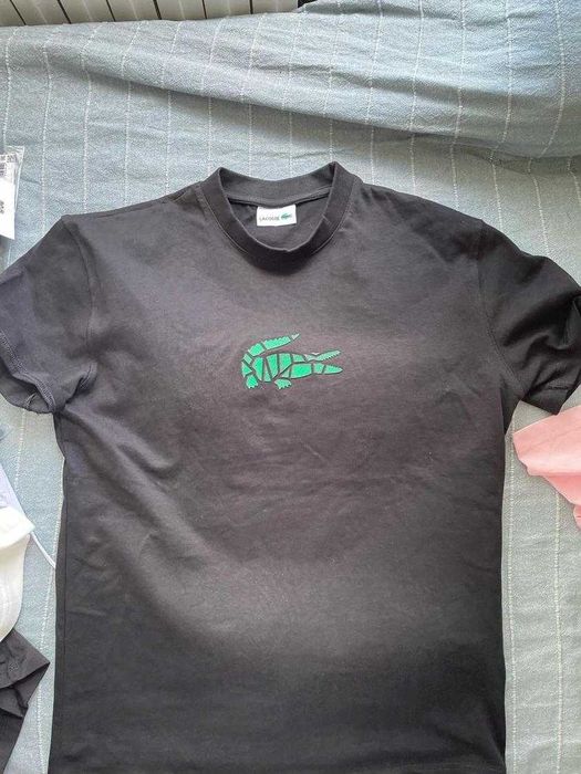 Lacoste тениска черна/зелена номер S