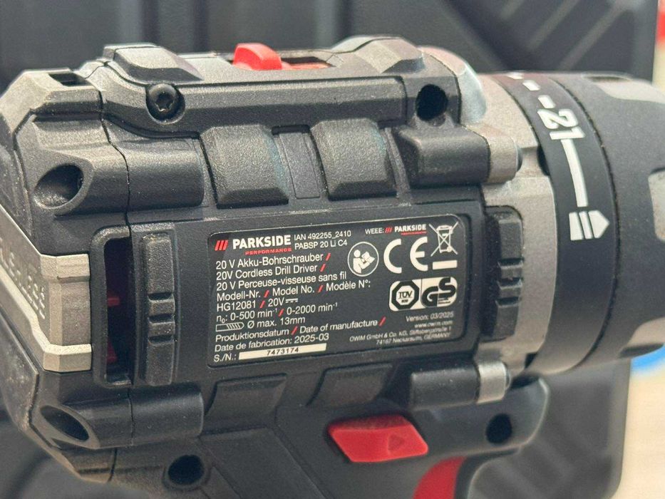 Акумулаторен винтоверт Parkside PABSP 20-Li C4 с батерия и зарядно