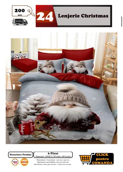 Lenjerie de pat cu model festiv