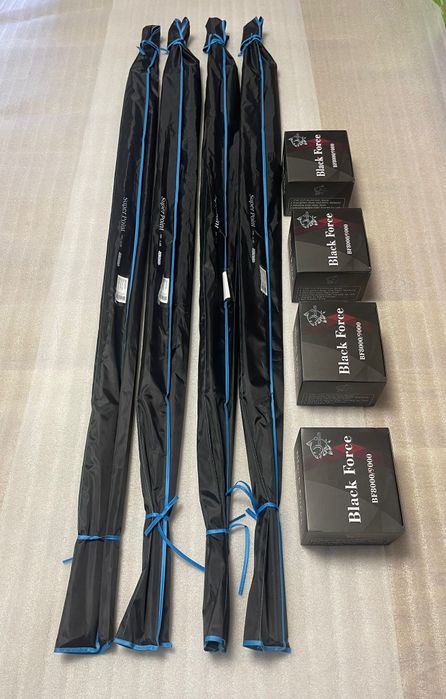 SET 4 Lansete Super Point 3.9m, 4.5lbs 2segmente + 4 Mulinete FL 9000