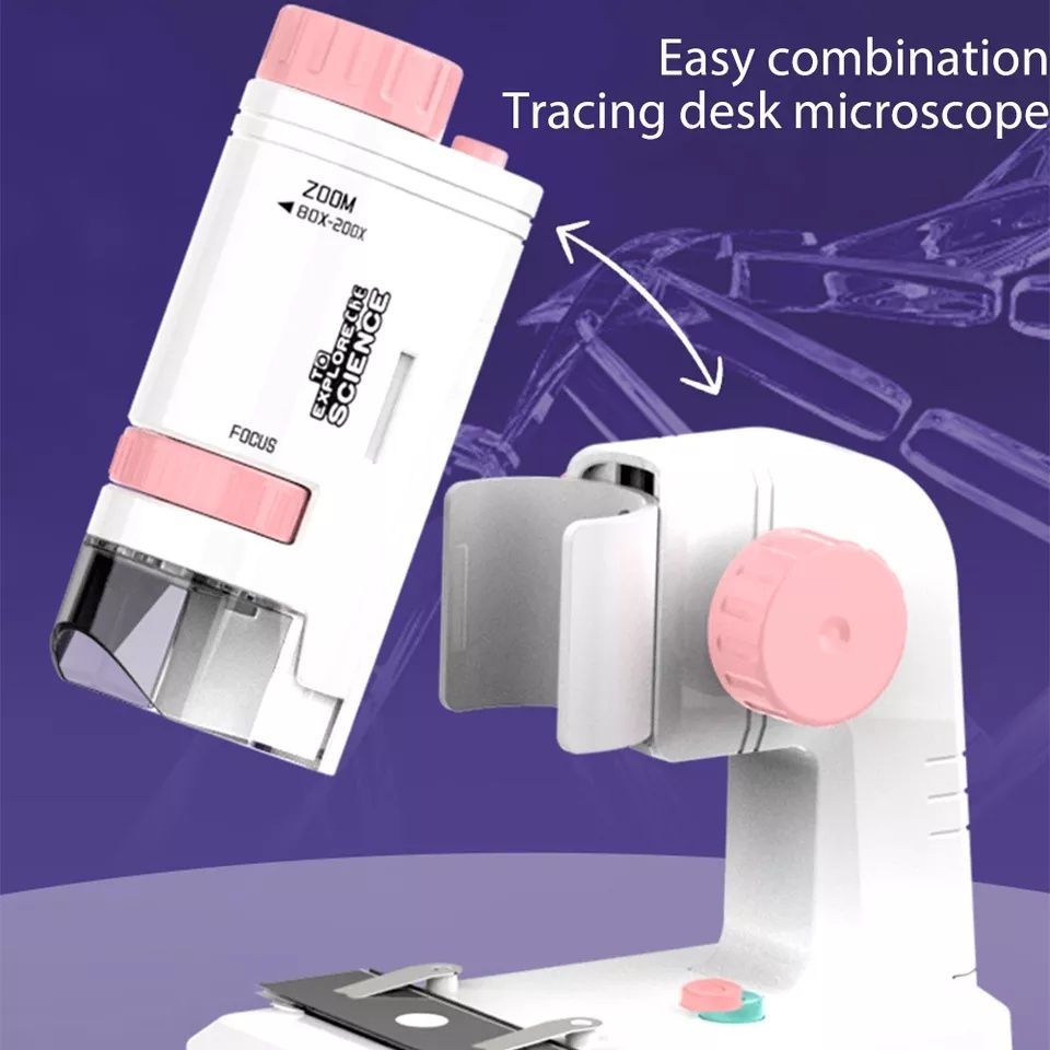 Детский портативный микроскоп с увеличением в 200 раз образцы в компле