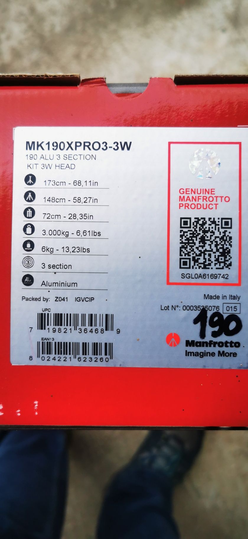 Manfrotto MK190XPRO3-3W kit trepied foto + cap 3-way