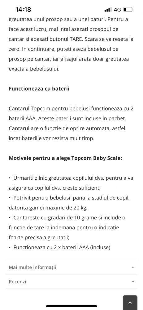 Cantar digital bebelusi Topcom