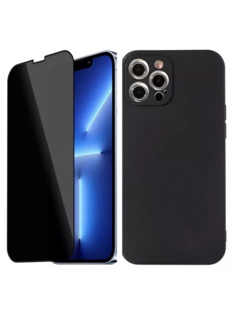 Iphone 13/14/15/16 PRO MAX Husa Silicon Surfa si Folie Sticla Privacy