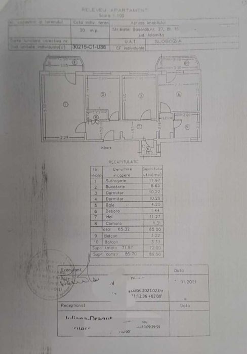 Vand apartament de 3 camere lângă hotel Central