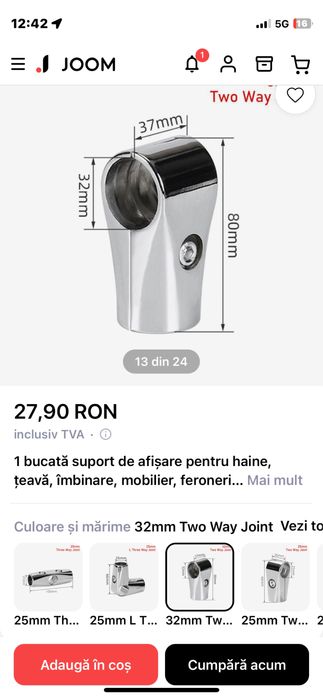 Suport bara metalica aliaj Al. 10+1