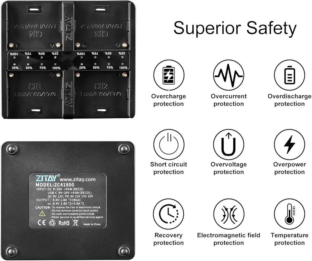 Incarcator cu 4 sloturi Sony NP F970, F550, F570, F750, F980, F770...