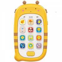 Telefon pentru bebe cu jucarie pentru dentitie integrata, galben, NOU