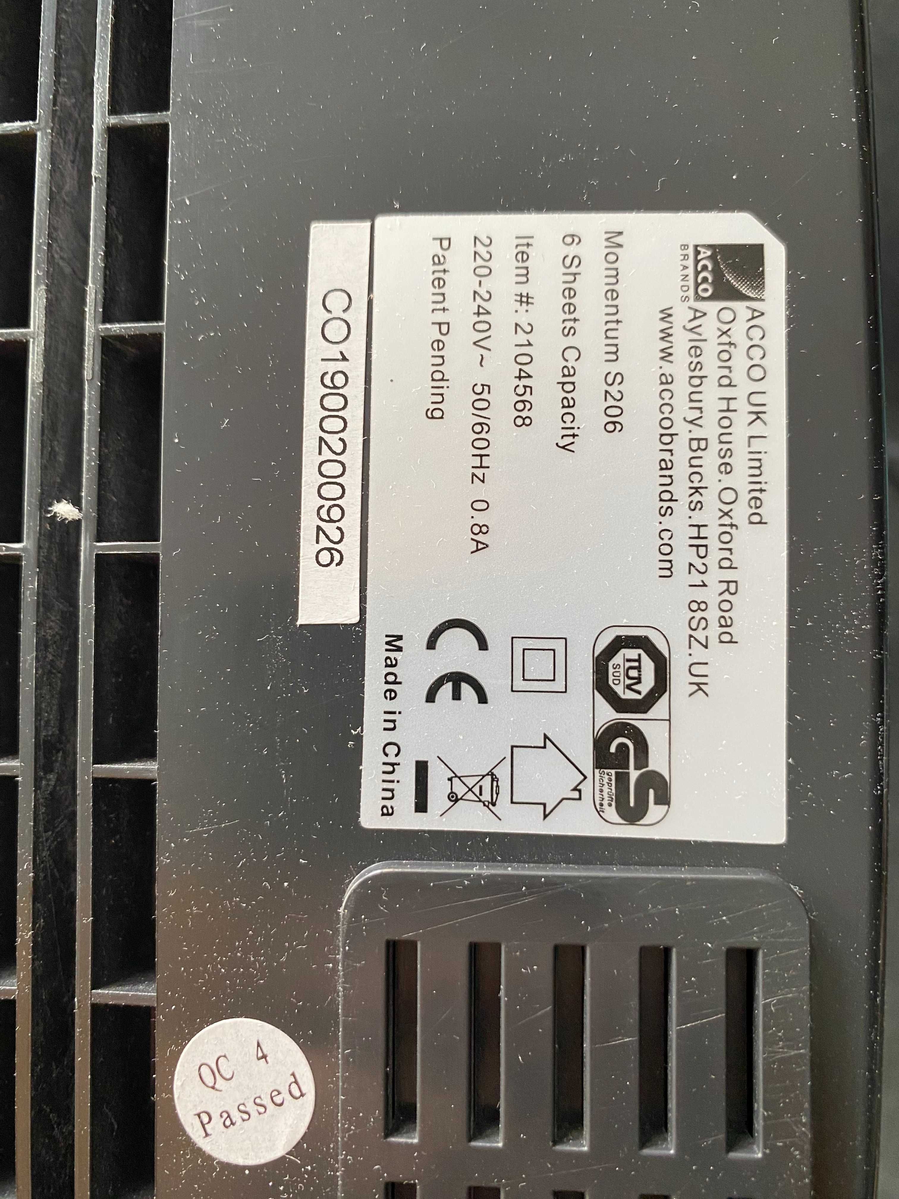 Distrugator documente REXEL MOMENTUM S206
