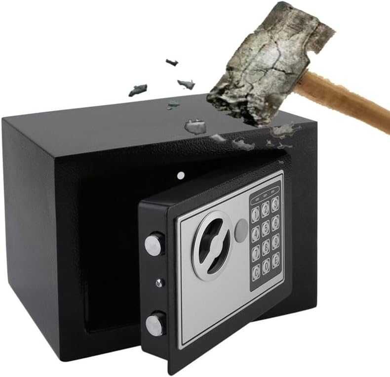 Seif electronic cu cod digital si 2 chei de urgenta din otel 23x17cm