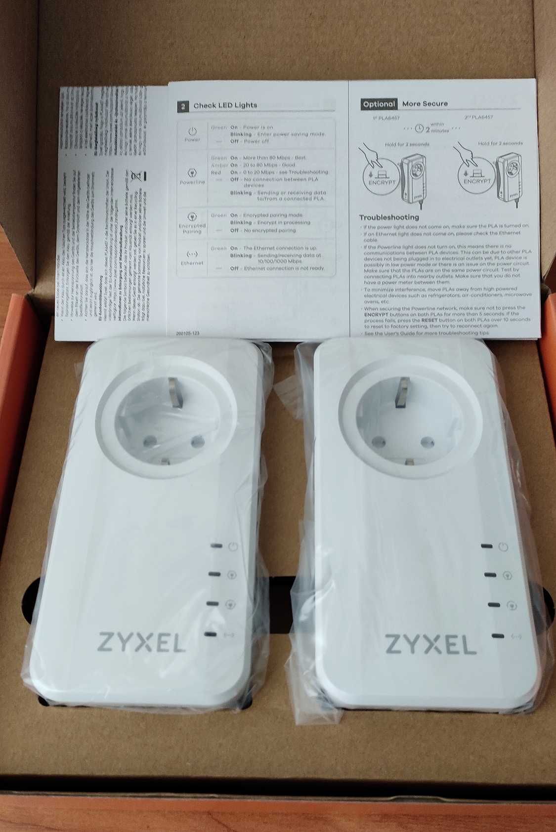 Powerline адаптер ZyXEL PLA6457, G.hn 2400 Mbps, до 500м, 1GB Ethernet