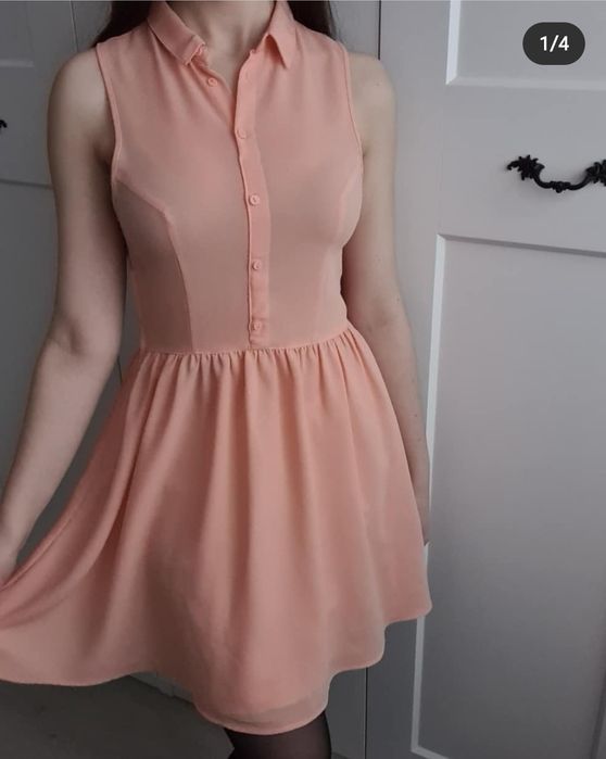 Сладка лятна рокля в цвят праскова H&M