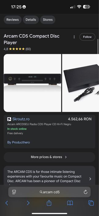 Player CD Hi-Fi Profesional Arcam CD5