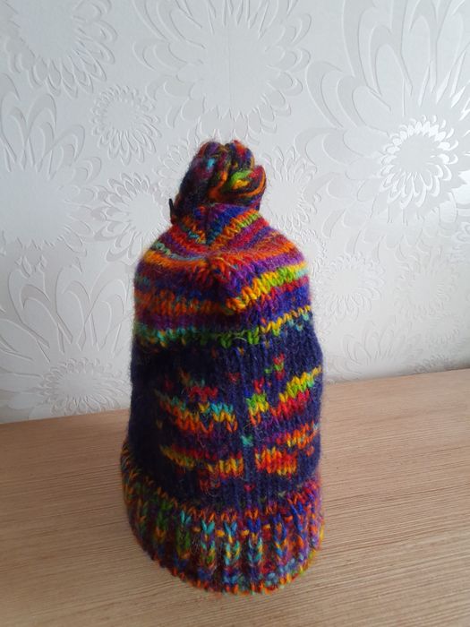Caciula copii lana cu dublura de polar made in Nepal, handmade