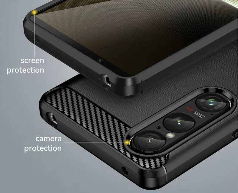 Sony Xperia 1 VI / 10 VI / 10V 5V 1V - Удароустойчив Кейс Гръб CARBON