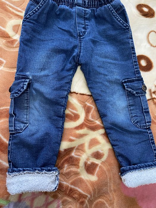 Детские теплые джинсы и рубашка