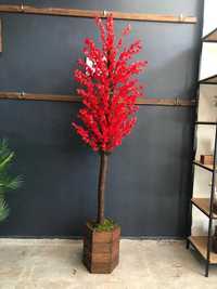 Copac Pom Bonsai Artificial Decoratiune ROSU Planta Ghiveci 1.8 metri