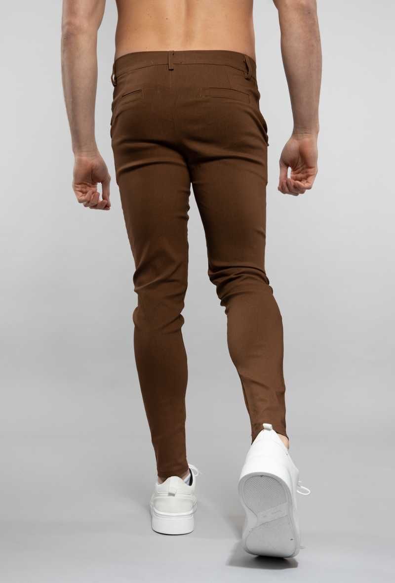 Pantaloni barbati casual, skinny fit, viscoza, Gri/Maro