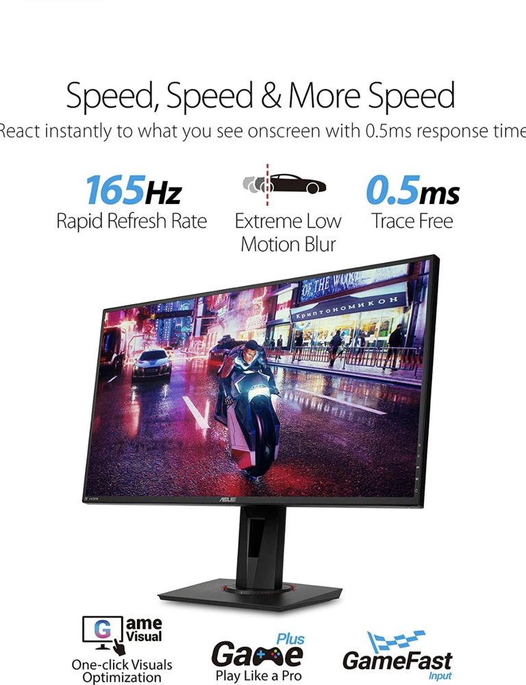 ASUS 27” Gaming Monitor 165Hz Full HD (1920 x 1080) 0.5ms G-SY