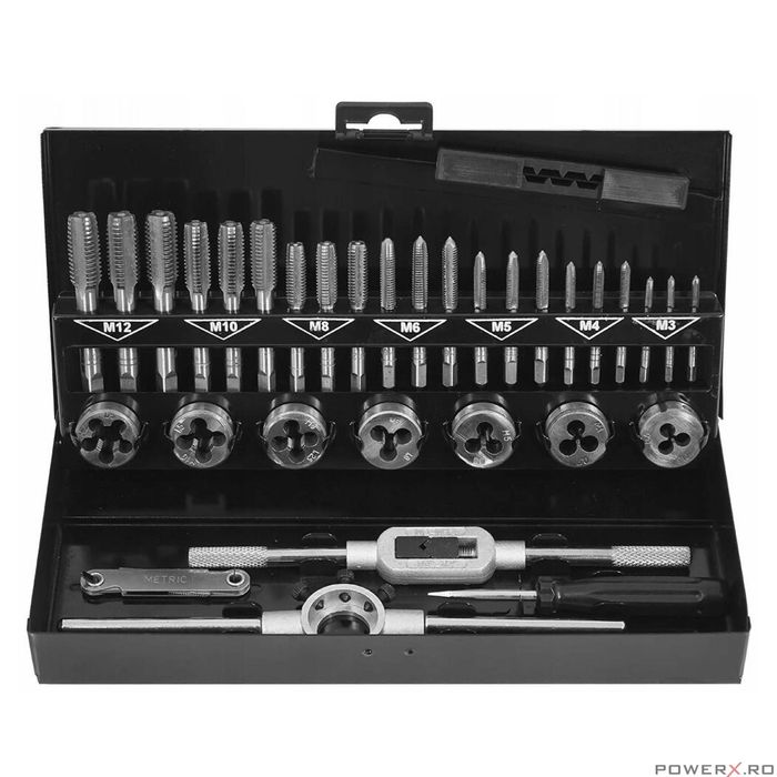 Trusa filiere si tarozi M3-M12, 32 piese, Verke