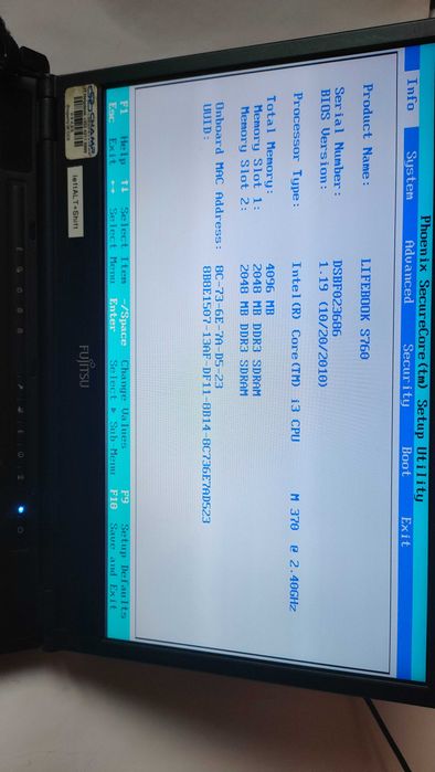 Лаптоп fujitsu s760 4гб/320гб/ win 10