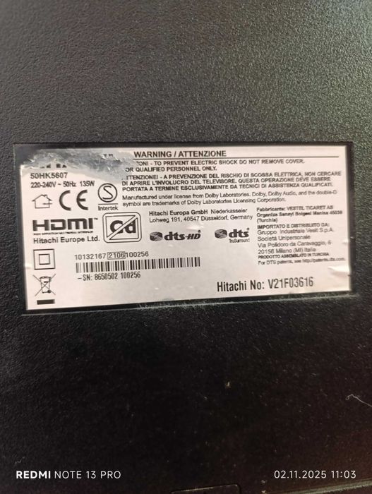 Телевизор 50 инча Hitachi 50HK5607
