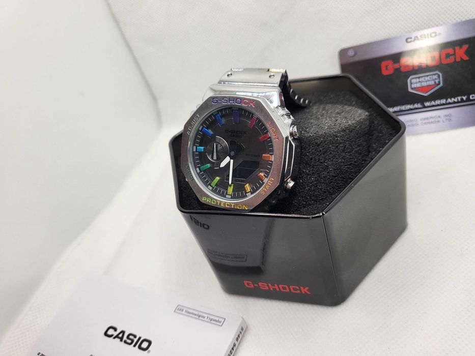 Ceas Casio g shock Full METAL GM B Silver Rainbow Nou, Garantie 2 ani