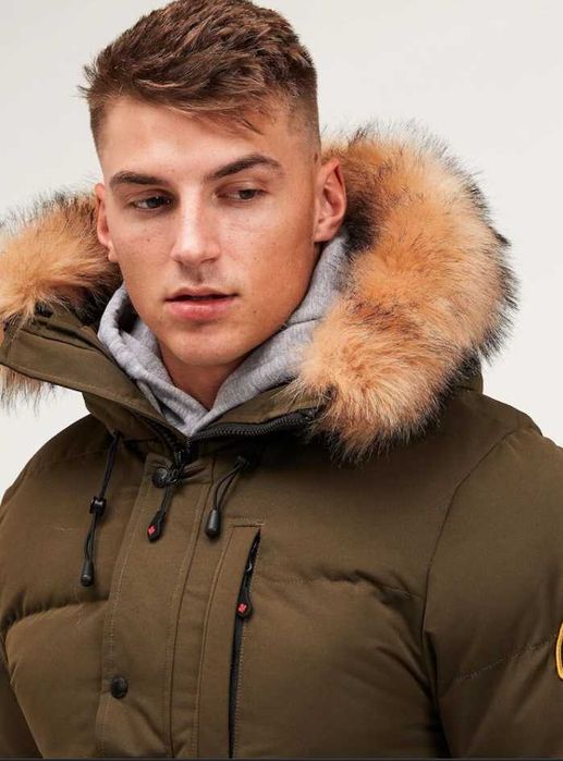 Geaca puf si pene parka XS S Zavetti Canada NOUA premium verde