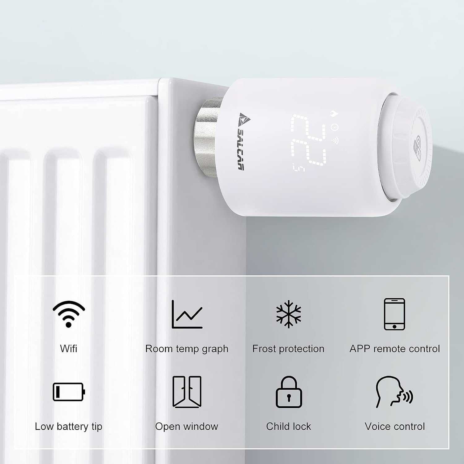 НОВА! WiFi термостатична глава за радиатор, Alexa и Google Assistant