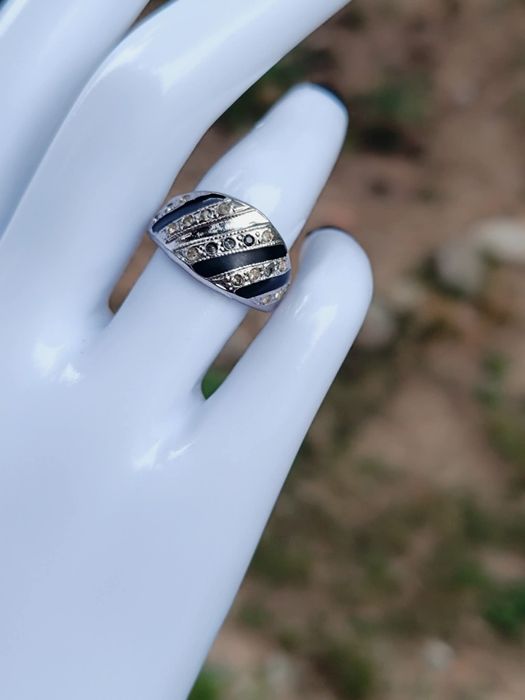 Set inel, cercei si pandantiv placati cu aur alb de "14KT GE Espo"