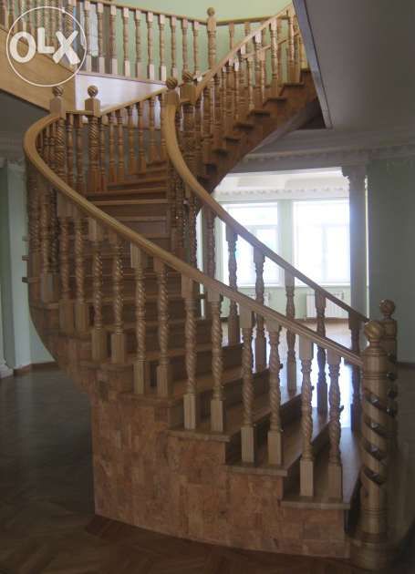 Изготовление лестниц, лестница из дерева, шпона..
