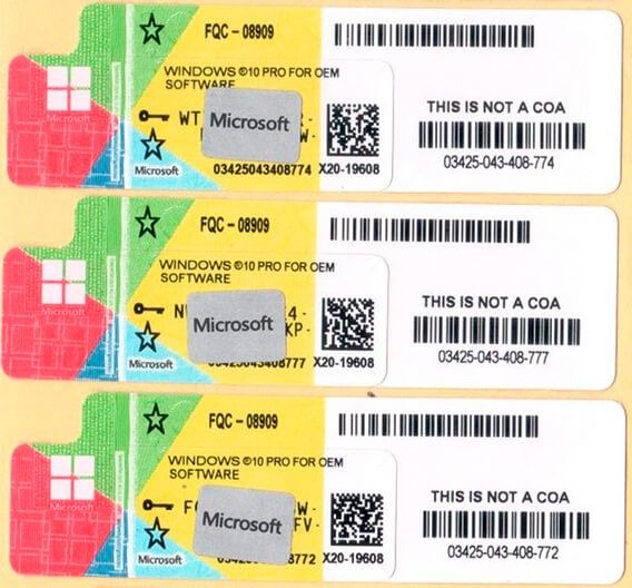 Windows с Стикером 10-11 Лицензионные ключи