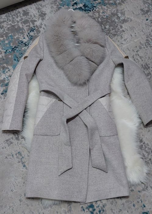 Palton cașmir cu blaniță naturală 38-40