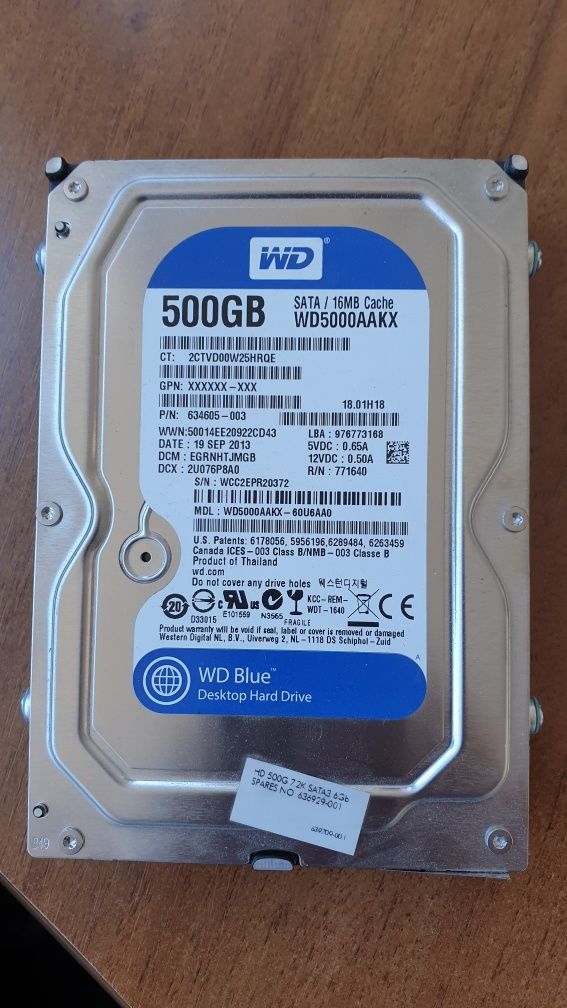 Hard disk PC Western Digital 500GB Sata 7200rpm