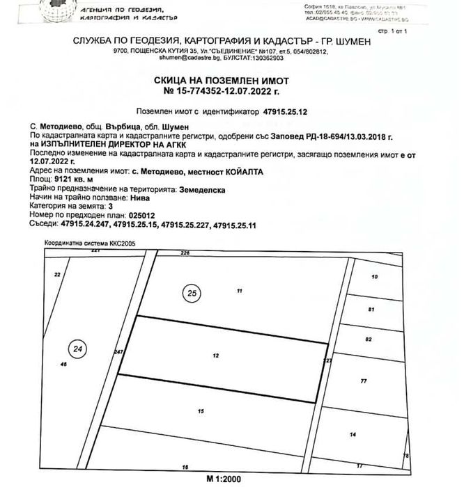 Продава се Земеделски имот в с. Методиево, Област Шумен -  кв.м за 255 €/дка - Снимка #2