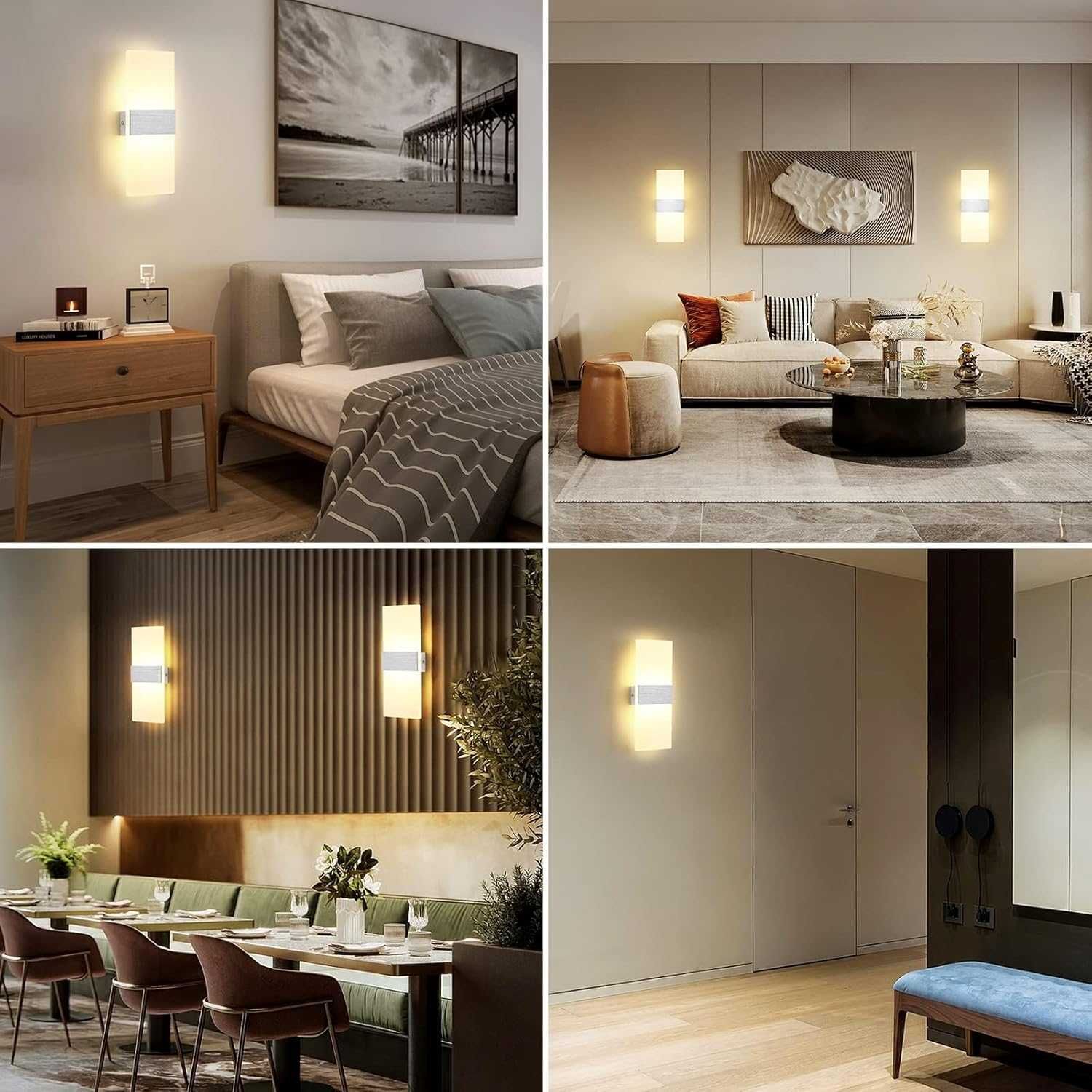 НОВА! LED стенна лампа, 6W, 600LM, топла бяла светлина (3000K)