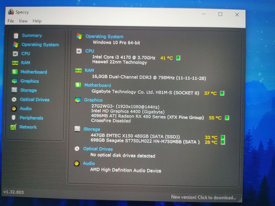 Calculator I3 4170 RX 480