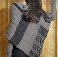 Poncho cardigan pulover lana