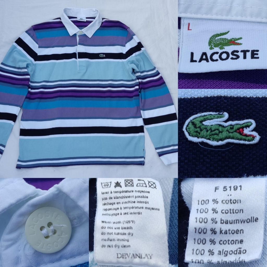 Bluza Lacoste L bărbat 100% bumbac tricou polo cu nasturi mânecă lungă